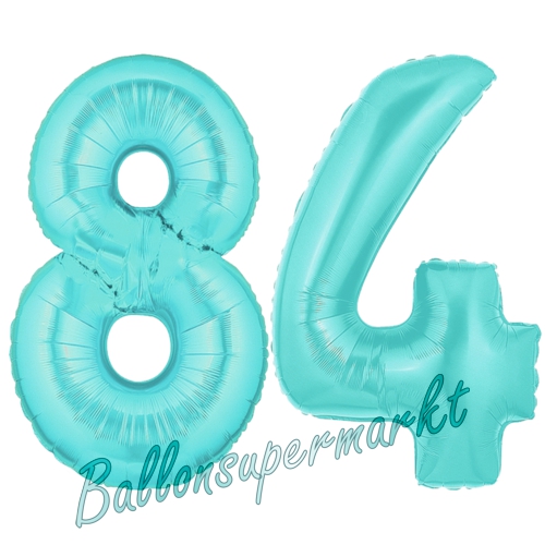 Folienballons-Zahlen-84-Tuerkis-Luftballons-Geschenk-84.-Geburtstag-Jubilaeum-Firmenveranstaltung