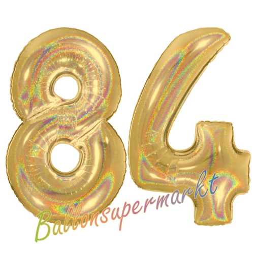 Folienballons-Zahlen-84-holografisch-Gold-Luftballons-Geschenk-84.-Geburtstag-Jubilaeum-Firmenveranstaltung