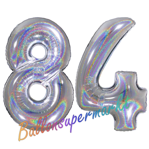 Folienballons-Zahlen-84-holografisch-Silber-Luftballons-Geschenk-84.-Geburtstag-Jubilaeum-Firmenveranstaltung