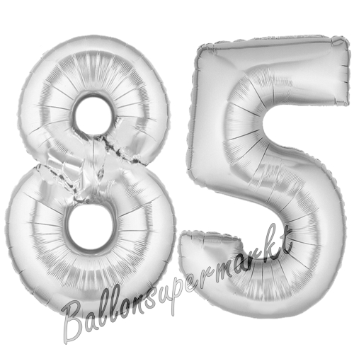 Folienballons-Zahlen-85-Silber-Luftballons-Geschenk-85.-Geburtstag-Jubilaeum-Firmenveranstaltung