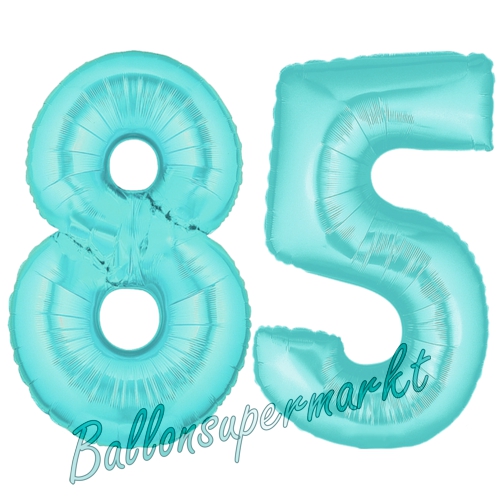 Folienballons-Zahlen-85-Tuerkis-Luftballons-Geschenk-85.-Geburtstag-Jubilaeum-Firmenveranstaltung