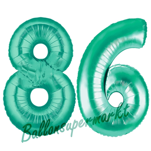 Folienballons-Zahlen-86-Aquamarin-Luftballons-Geschenk-86.-Geburtstag-Jubilaeum-Firmenveranstaltung