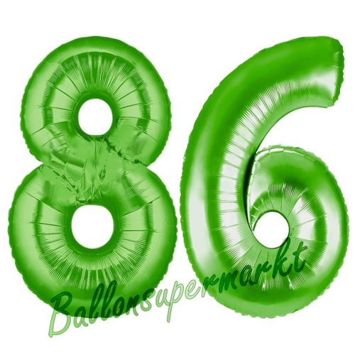 Folienballons-Zahlen-86-Gruen-Luftballons-Geschenk-86.-Geburtstag-Jubilaeum-Firmenveranstaltung