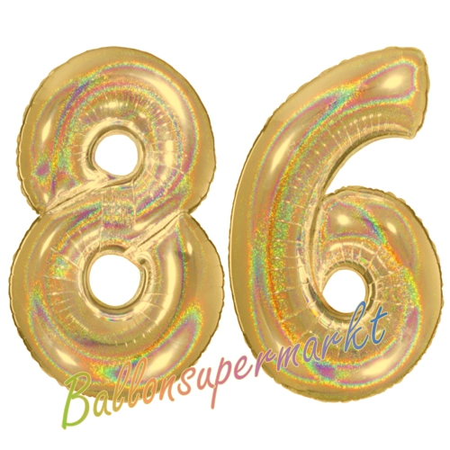 Folienballons-Zahlen-86-holografisch-Gold-Luftballons-Geschenk-86.-Geburtstag-Jubilaeum-Firmenveranstaltung