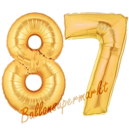 Folienballons-Zahlen-87-Gold-Luftballons-Geschenk-87.-Geburtstag-Jubilaeum-Firmenveranstaltung
