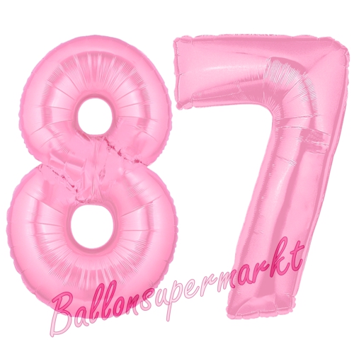 Folienballons-Zahlen-87-Rosa-Luftballons-Geschenk-87.-Geburtstag-Jubilaeum-Firmenveranstaltung