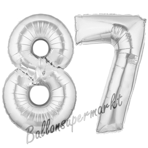 Folienballons-Zahlen-87-Silber-Luftballons-Geschenk-87.-Geburtstag-Jubilaeum-Firmenveranstaltung