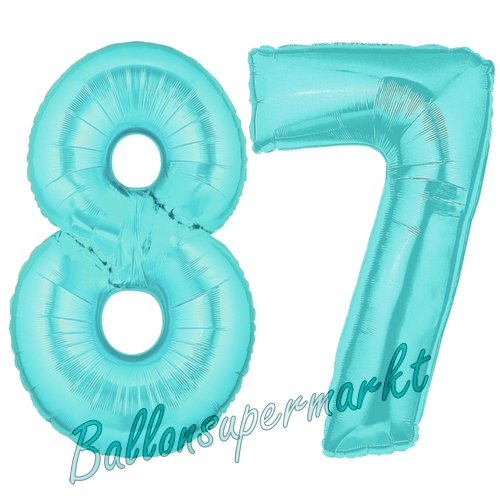 Folienballons-Zahlen-87-Tuerkis-Luftballons-Geschenk-87.-Geburtstag-Jubilaeum-Firmenveranstaltung