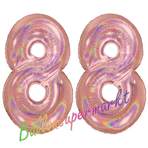 Folienballons-Zahlen-88-holografisch-Rosegold-Luftballons-Geschenk-88.-Geburtstag-Jubilaeum-Firmenveranstaltung