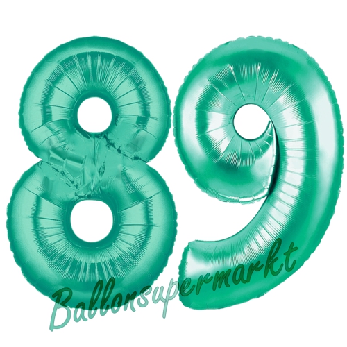 Folienballons-Zahlen-89-Aquamarin-Luftballons-Geschenk-89.-Geburtstag-Jubilaeum-Firmenveranstaltung