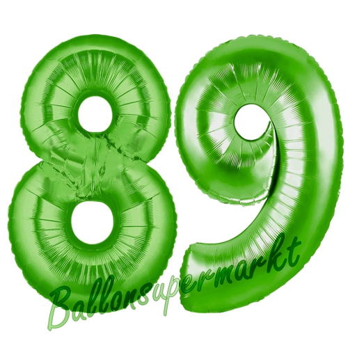 Folienballons-Zahlen-89-Gruen-Luftballons-Geschenk-89.-Geburtstag-Jubilaeum-Firmenveranstaltung