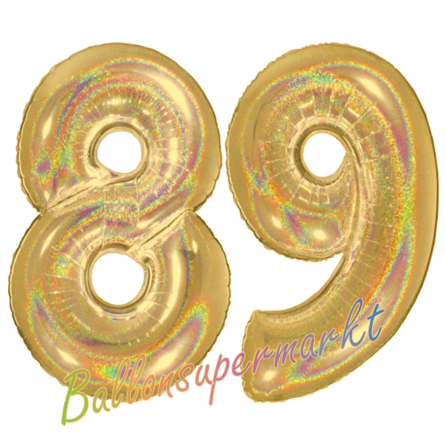 Folienballons-Zahlen-89-holografisch-Gold-Luftballons-Geschenk-89.-Geburtstag-Jubilaeum-Firmenveranstaltung