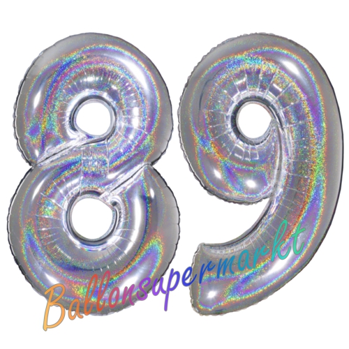 Folienballons-Zahlen-89-holografisch-Silber-Luftballons-Geschenk-89.-Geburtstag-Jubilaeum-Firmenveranstaltung