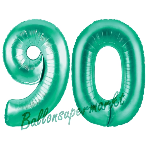 Folienballons-Zahlen-90-Aquamarin-Luftballons-Geschenk-90.-Geburtstag-Jubilaeum-Firmenveranstaltung