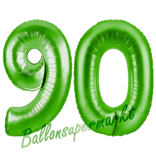 Folienballons-Zahlen-90-Gruen-Luftballons-Geschenk-90.-Geburtstag-Jubilaeum-Firmenveranstaltung
