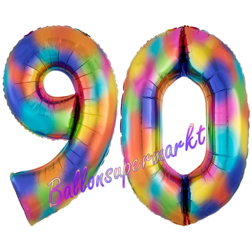 Folienballons-Zahlen-90-Regenbogen-Luftballons-Geschenk-90.-Geburtstag-Jubilaeum-Firmenveranstaltung