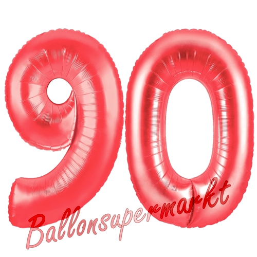 Folienballons-Zahlen-90-Rot-Luftballons-Geschenk-90.-Geburtstag-Jubilaeum-Firmenveranstaltung