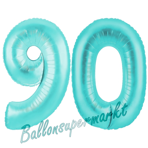 Folienballons-Zahlen-90-Türkis-Luftballons-Geschenk-90.-Geburtstag-Jubilaeum-Firmenveranstaltung