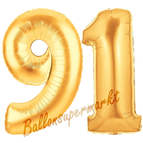 Folienballons-Zahlen-91-Gold-Luftballons-Geschenk-91.-Geburtstag-Jubilaeum-Firmenveranstaltung