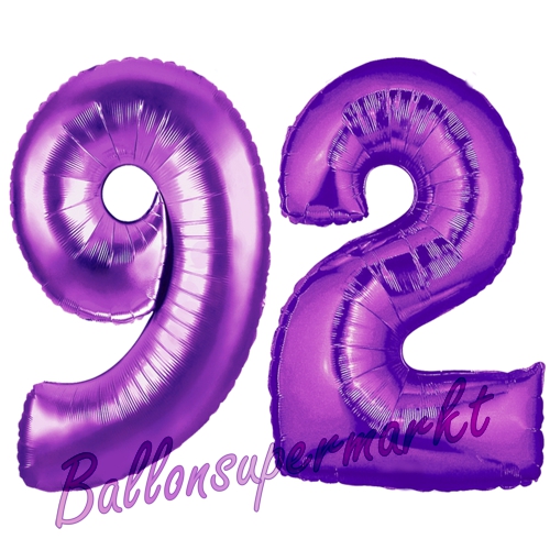 Folienballons-Zahlen-92-Lila-Luftballons-Geschenk-92.-Geburtstag-Jubilaeum-Firmenveranstaltung