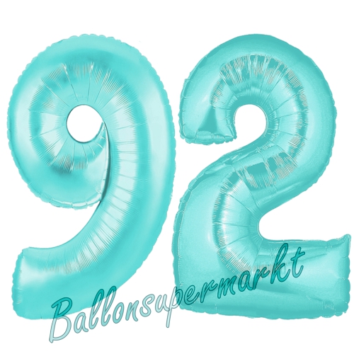 Folienballons-Zahlen-92-Tuerkis-Luftballons-Geschenk-92.-Geburtstag-Jubilaeum-Firmenveranstaltung
