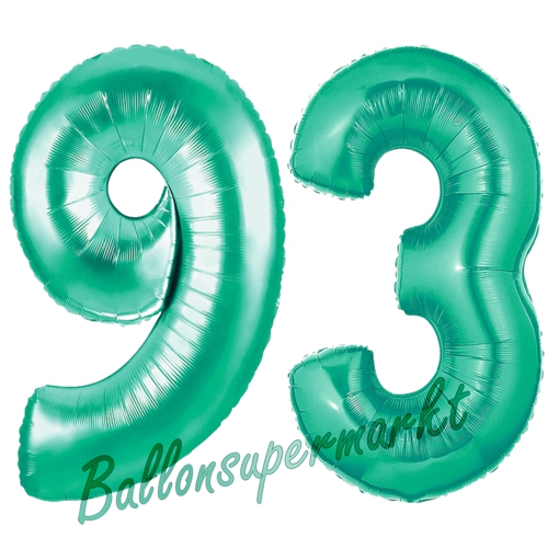 Folienballons-Zahlen-93-Aquamarin-Luftballons-Geschenk-93.-Geburtstag-Jubilaeum-Firmenveranstaltung