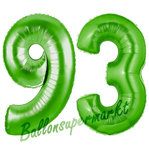 Folienballons-Zahlen-93-Gruen-Luftballons-Geschenk-93.-Geburtstag-Jubilaeum-Firmenveranstaltung