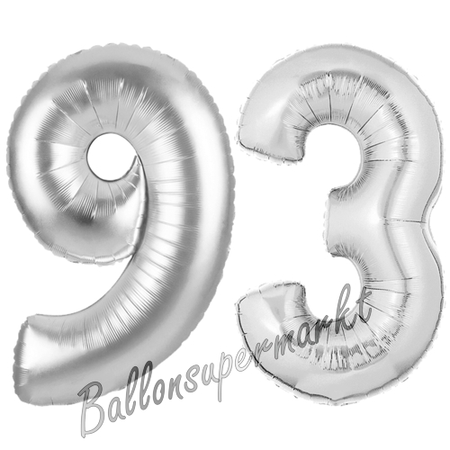 Folienballons-Zahlen-93-Silber-Luftballons-Geschenk-93.-Geburtstag-Jubilaeum-Firmenveranstaltung