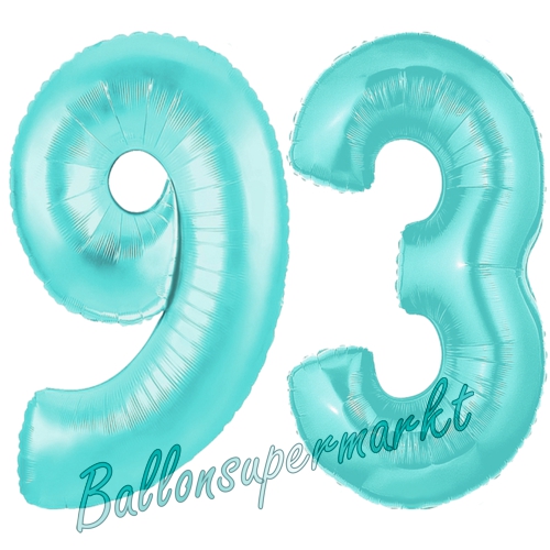 Folienballons-Zahlen-93-Tuerkis-Luftballons-Geschenk-93.-Geburtstag-Jubilaeum-Firmenveranstaltung