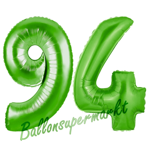 Folienballons-Zahlen-94-Gruen-Luftballons-Geschenk-94.-Geburtstag-Jubilaeum-Firmenveranstaltung