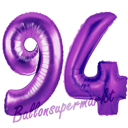 Folienballons-Zahlen-94-Lila-Luftballons-Geschenk-94.-Geburtstag-Jubilaeum-Firmenveranstaltung