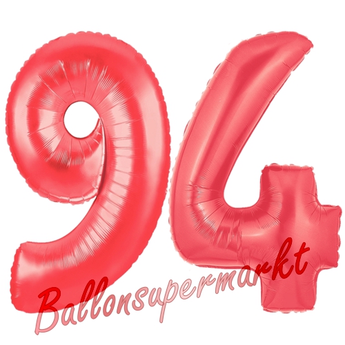 Folienballons-Zahlen-94-Rot-Luftballons-Geschenk-94.-Geburtstag-Jubilaeum-Firmenveranstaltung