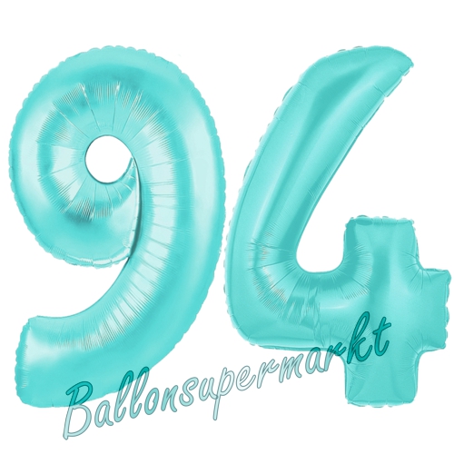 Folienballons-Zahlen-94-Tuerkis-Luftballons-Geschenk-94.-Geburtstag-Jubilaeum-Firmenveranstaltung