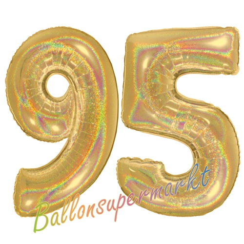 Folienballons-Zahlen-95-holografisch-Gold-Luftballons-Geschenk-95.-Geburtstag-Jubilaeum-Firmenveranstaltung
