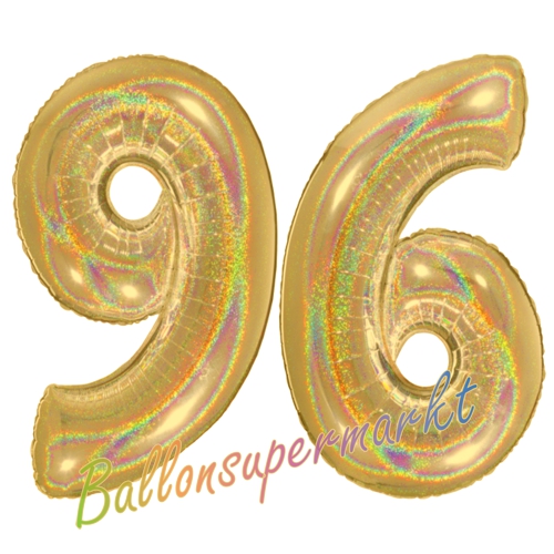 Folienballons-Zahlen-96-holografisch-Gold-Luftballons-Geschenk-96.-Geburtstag-Jubilaeum-Firmenveranstaltung
