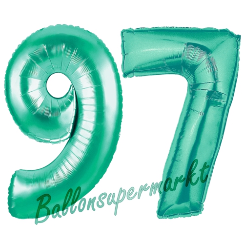 Folienballons-Zahlen-97-Aquamarin-Luftballons-Geschenk-97.-Geburtstag-Jubilaeum-Firmenveranstaltung