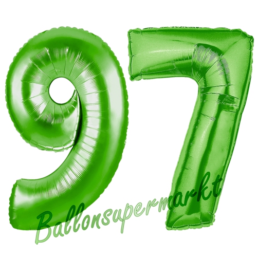 Folienballons-Zahlen-97-Gruen-Luftballons-Geschenk-97.-Geburtstag-Jubilaeum-Firmenveranstaltung