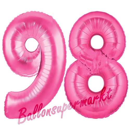 Folienballons-Zahlen-98-Pink-Luftballons-Geschenk-98.-Geburtstag-Jubilaeum-Firmenveranstaltung