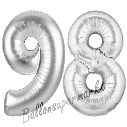Folienballons-Zahlen-98-Silber-Luftballons-Geschenk-98.-Geburtstag-Jubilaeum-Firmenveranstaltung