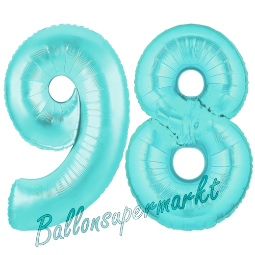 Folienballons-Zahlen-98-Tuerkis-Luftballons-Geschenk-98.-Geburtstag-Jubilaeum-Firmenveranstaltung