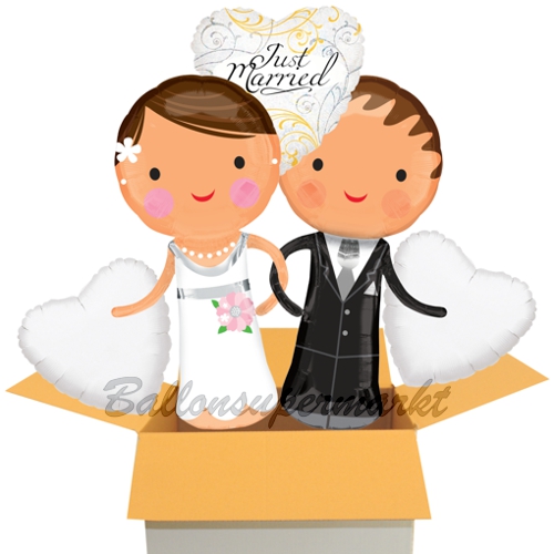 Folienballons-im-Karton-Brautpaar-Just-Married-Herz-holo-weisse-Herzen-Dekoration-Hochzeitsgeschenk