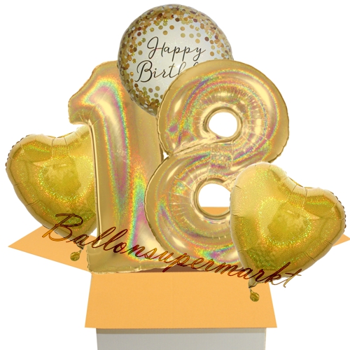 Folienballons-im-Karton-Happy-Birthday-Gold-Sparkle-2-Zahlen-18-2-Herzballons-gold-holografisch-Dekoration-18.-Geburtstag