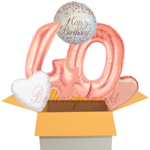 Folienballons-im-Karton-Happy-Birthday-Rosegold-Sparkling-Fizz-2-Zahlen-40-2-Herzballons-rosegold-weiss-Dekoration-40.-Geburtstag