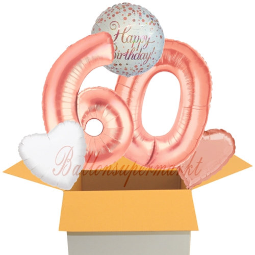 Folienballons-im-Karton-Happy-Birthday-Rosegold-Sparkling-Fizz-2-Zahlen-60-2-Herzballons-rosegold-weiss-Dekoration-60.-Geburtstag