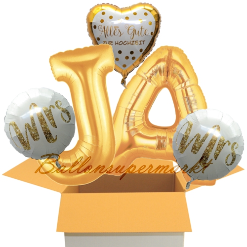 Folienballons-im-Karton-Ja-Mrs-and-Mrs-Gold-rund-Buchstaben-J-A-Herz-Alles-Dute-zur-Hochzeit-Lesben-Dekoration-Hochzeitsgeschenk