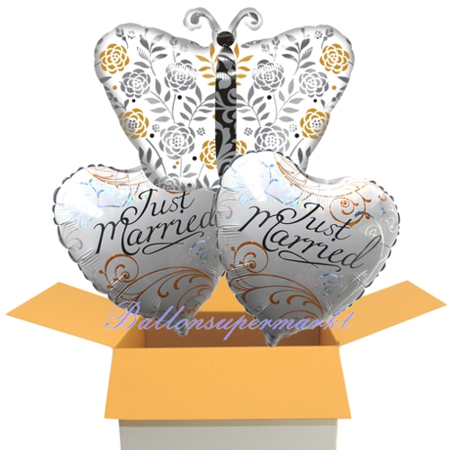 Folienballons-im-Karton-Just-Married-Herz-Schmetterling-zur-Hochzeit-Dekoration-Hochzeitsgeschenk