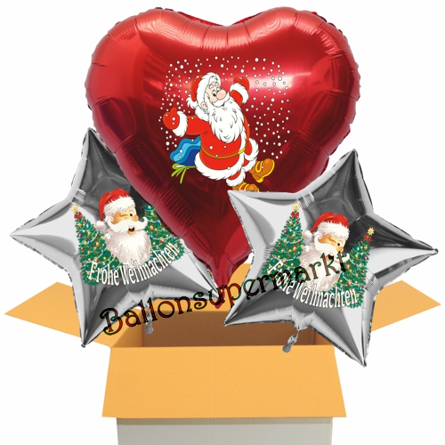 Folienballons-im-Karton-Weihnachten-Weihnachtsmann-Schnee-Herz-Frohe-Weihnachten-Stern-3er-Geschenk-zu-Weihnachten-Nikolaus