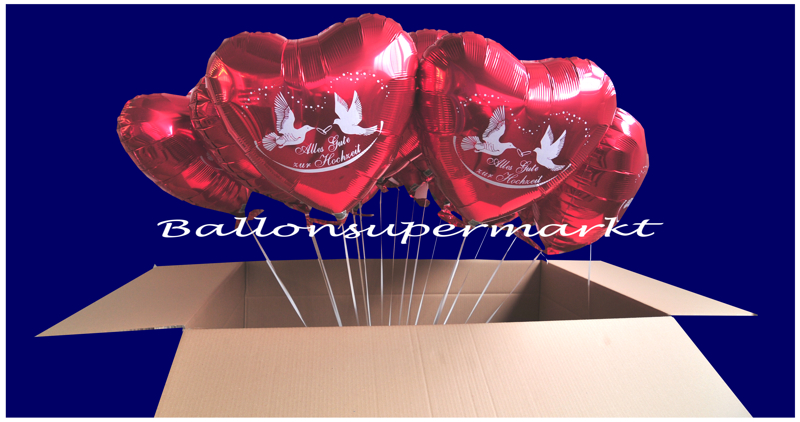 Folienballons: Luftballons aus Folie mit Ballongas-Helium zur Hochzeit. Versand in Kartonage.