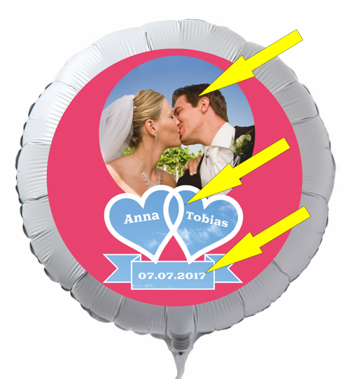 Personalisierter Fotoballon mit Hochzeitspaar zur Hochzeit