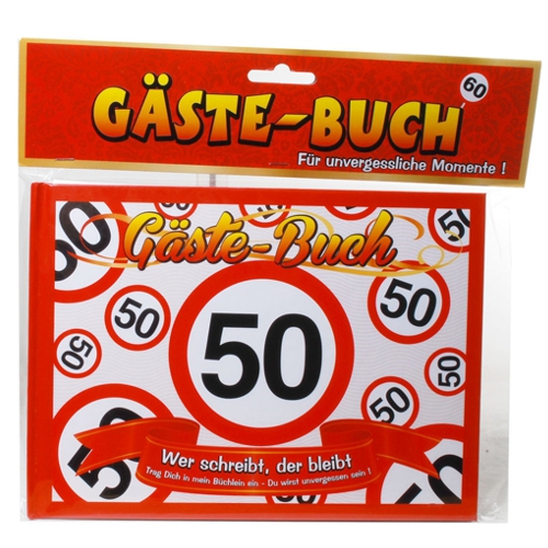 GeburtstagsGästebuch Verkehrsschild 50, Geburtstagdekoration zum 50